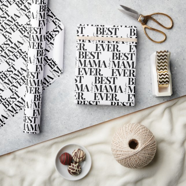 Ultramodernes, feines "Best Mama Ever"-Muster Geschenkpapier (Kunsthandwerk)