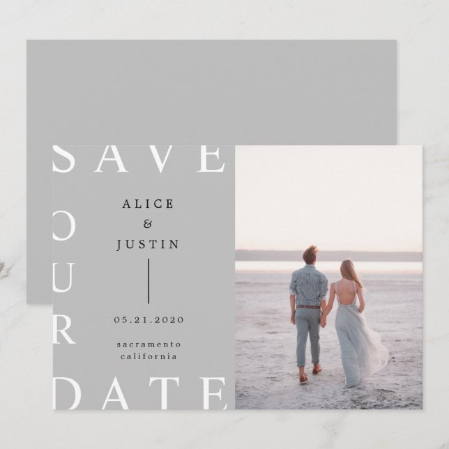 ultramodernes Layout Foto Save the Date Einladung (Vorne/Hinten)