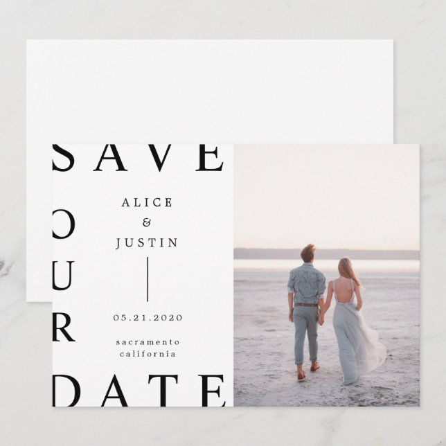 ultramodernes Layout Foto Save the Date Einladung (Vorne/Hinten)