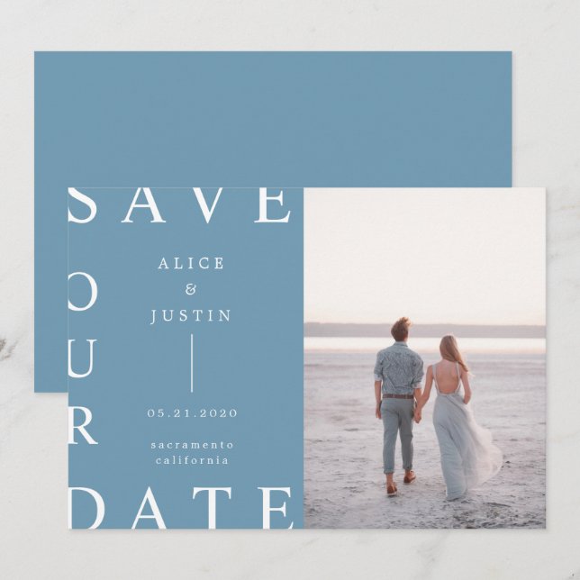 ultramodernes Layout Foto Save the Date Einladung (Vorne/Hinten)