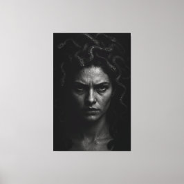 Ultrarealistischer Schwarz-Weiß-Medusa-Headshot Leinwanddruck