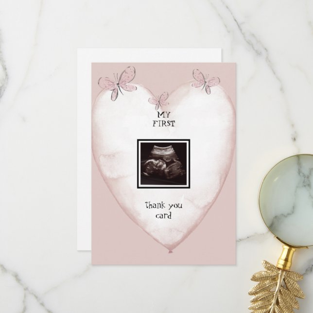 Ultrasound Coeur & Papillon Merci amusant (Devant/Arrière en situation)