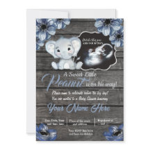 Ultrasound Elephant Baby Dusche Einladung, rustika
