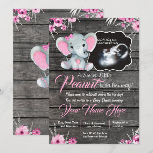Ultrasound Elephant Baby Dusche Einladung, rustika Einladung