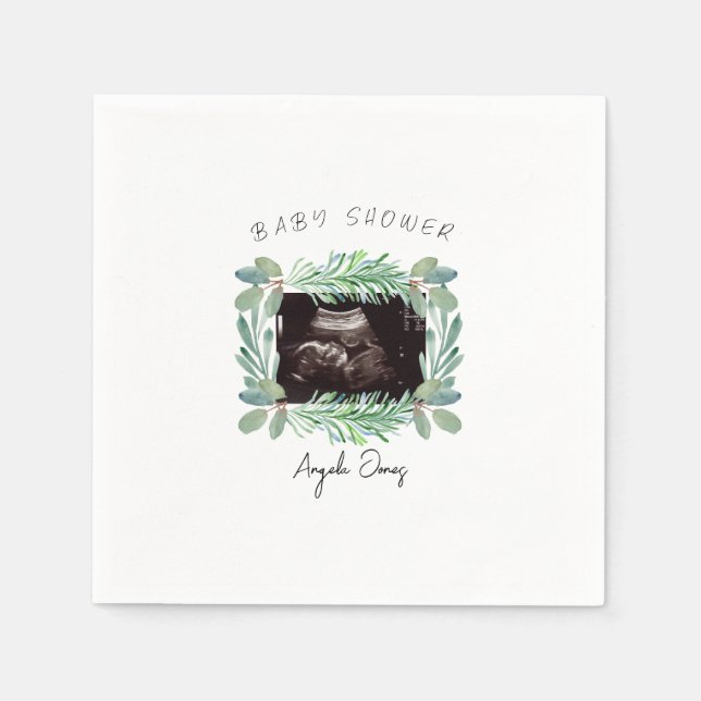 Ultrasound Foto Grüne neutrale Babydusche Serviette (Vorderseite)