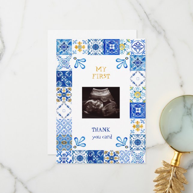Ultrasound Mediterranean Blue Baby Danke Funny (Vorderseite/Rückseite Beispiel)