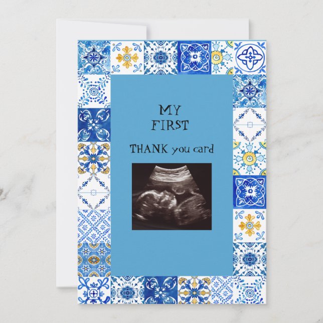 Ultrasound Photo Blue Tile Baby Merci drôle (Devant)