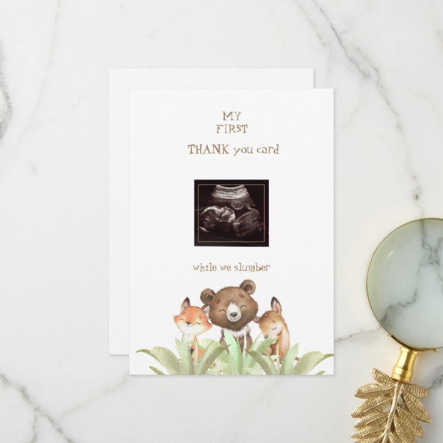 Ultrasound Photo Boy Funny Woodland Merci (Devant/Arrière en situation)