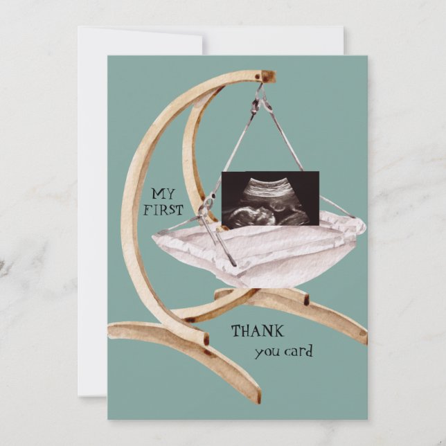 Ultrasound Photo Swing Drôle Merci Turquoise bébé (Devant)