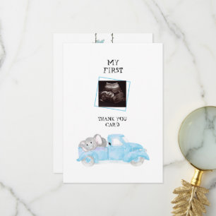 Ultrasound Vintage Truck Funny Baby Thank You Dankeskarte