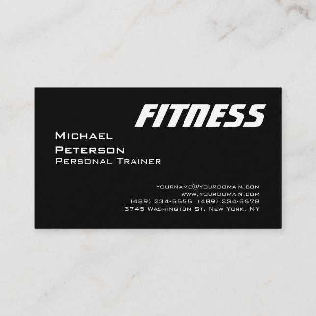 UltraThick Schwarz-weiß Fitness Sport Business Car Visitenkarte (Vorderseite)