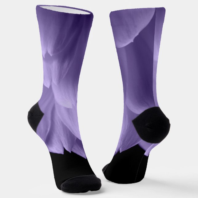 Ultraviolett lila Blume-Blätter schwarz Socken (Gewinkelt)