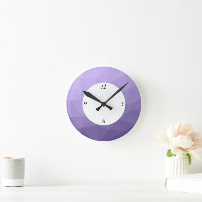 Ultraviolett-lila geometrische Masche Runde Wanduhr (Zuhause)