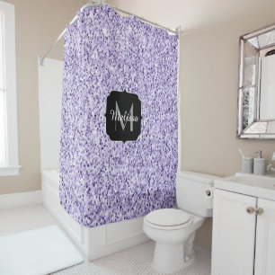 Ultraviolett lila Glitzer-Funkeln Monogramm Duschvorhang