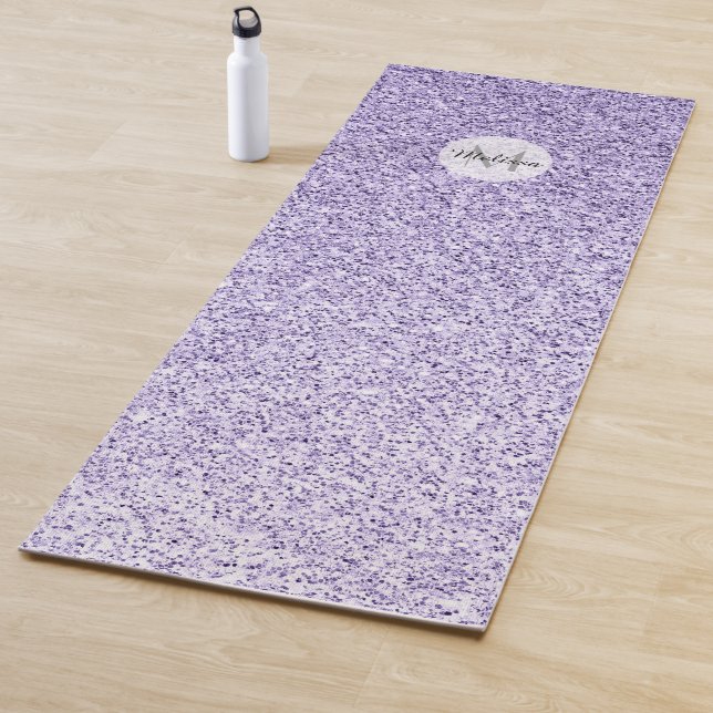 Ultraviolett lila Glitzer-Funkeln Monogramm Yogamatte (Beispiel)