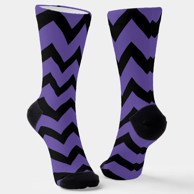 Ultraviolett-lila-Schwarz-Zickzack Muster Socken (Gewinkelt)