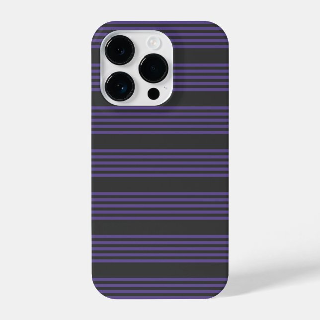 Ultraviolett- und Holzkohle-5-Streifen-Muster iPhone 14 Pro Hülle (Rückseite)