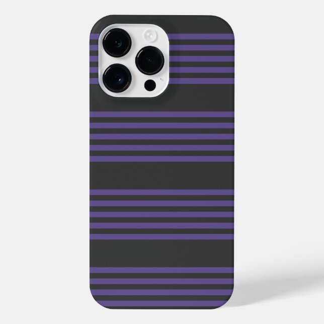 Ultraviolett- und Holzkohle-5-Streifen-Muster iPhone 14 Pro Max Hülle (Rückseite)