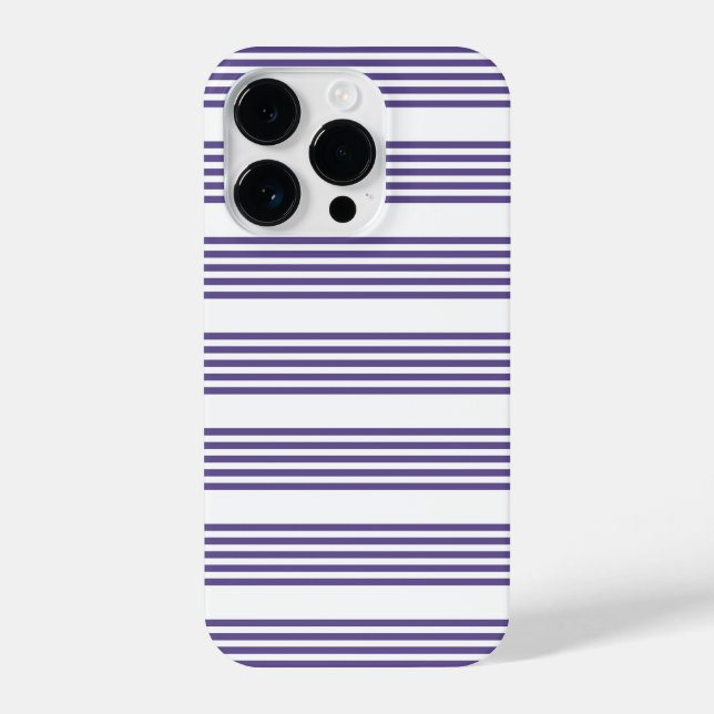 Ultraviolett und weiß, fünf Streifen iPhone 14 Pro Hülle (Rückseite)