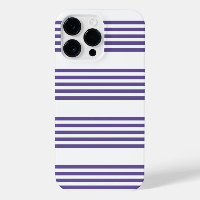 Ultraviolett und weiß, fünf Streifen iPhone 14 Pro Max Hülle (Rückseite)