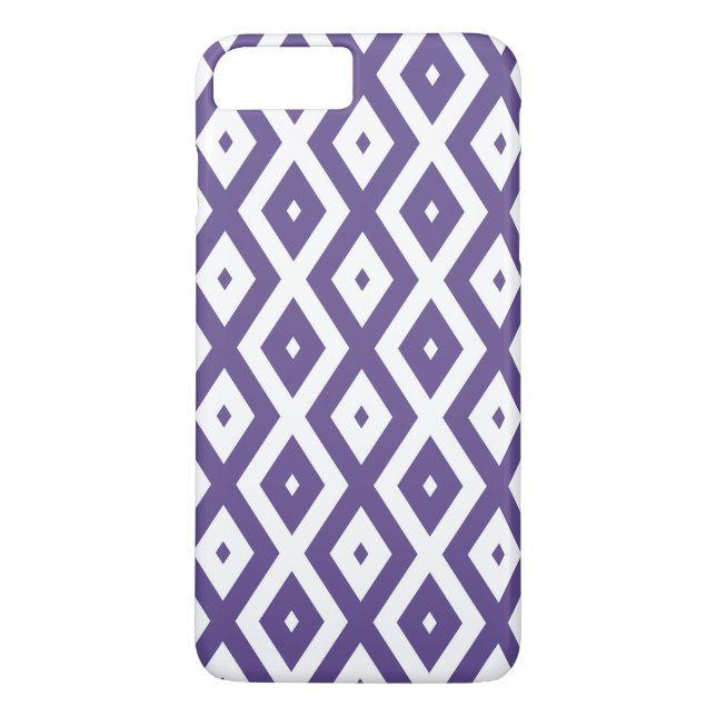 Ultraviolett-weißes Rautenmuster Case-Mate iPhone Hülle (Rückseite)