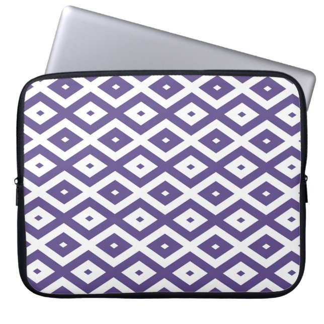 Ultraviolett-weißes Rautenmuster Laptopschutzhülle (Vorderseite)