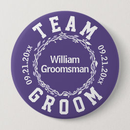 Ultraviolette Hochzeits-einfacher Team-Bräutigam Button