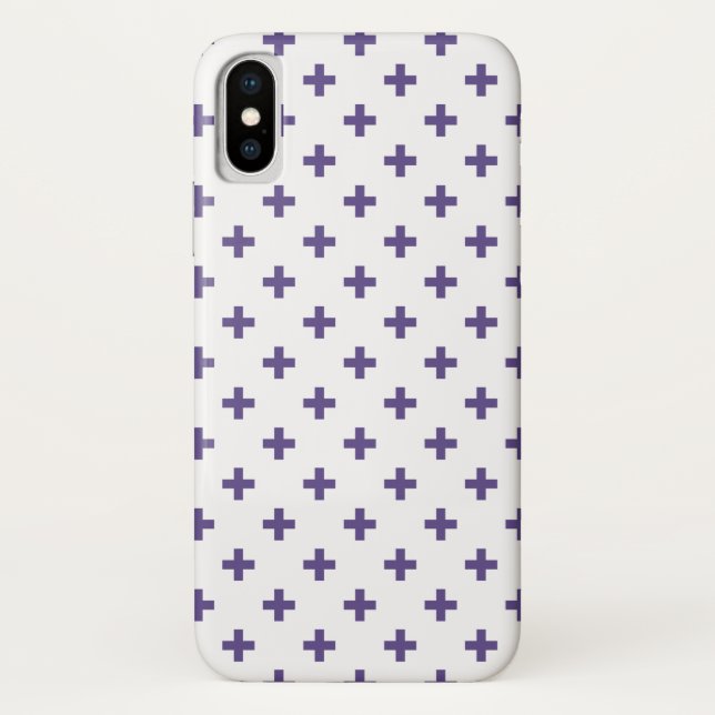 Ultraviolette Polka kreuzt auf Weiß Case-Mate iPhone Hülle (Rückseite)