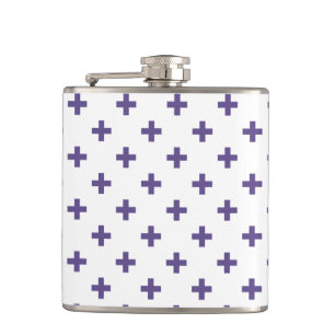 Ultraviolette Polka kreuzt auf Weiß Flachmann