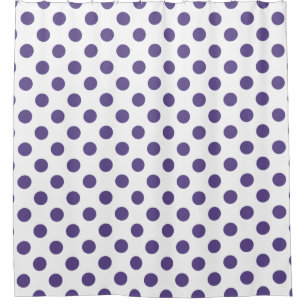 Ultraviolette Polka-Punkte auf weiß Duschvorhang