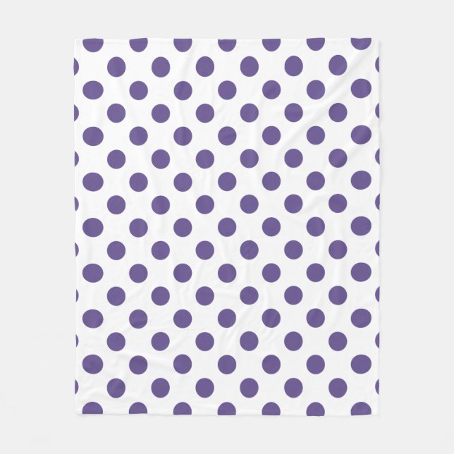 Ultraviolette Polka-Punkte auf weiß Fleecedecke (Vorderseite)