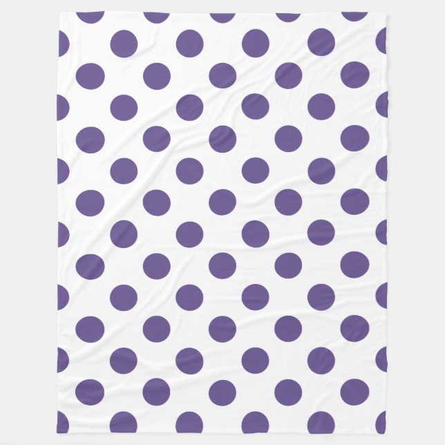 Ultraviolette Polka-Punkte auf weiß Fleecedecke (Vorderseite)