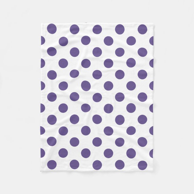Ultraviolette Polka-Punkte auf weiß Fleecedecke (Vorderseite)