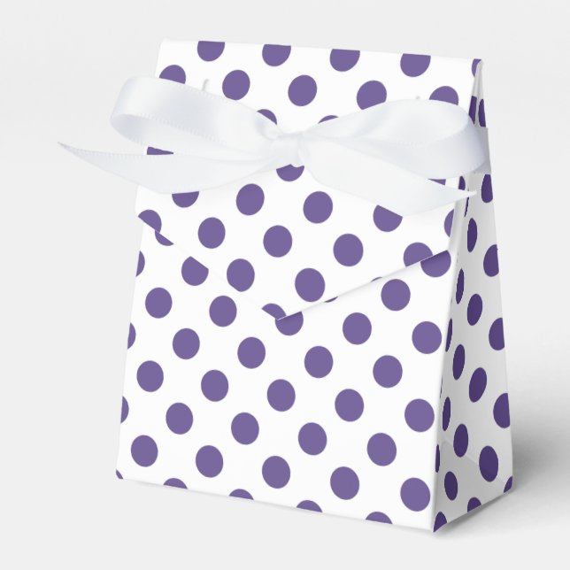 Ultraviolette Polka-Punkte auf weiß Geschenkschachtel (Vorderseite)