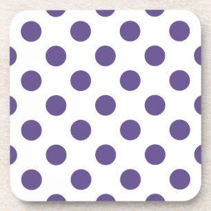 Ultraviolette Polka-Punkte auf weiß Getränkeuntersetzer