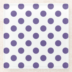 Ultraviolette Polka-Punkte auf weiß Glasuntersetzer