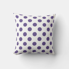 Ultraviolette Polka-Punkte auf weiß Kissen