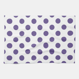 Ultraviolette Polka-Punkte auf weiß Küchentuch