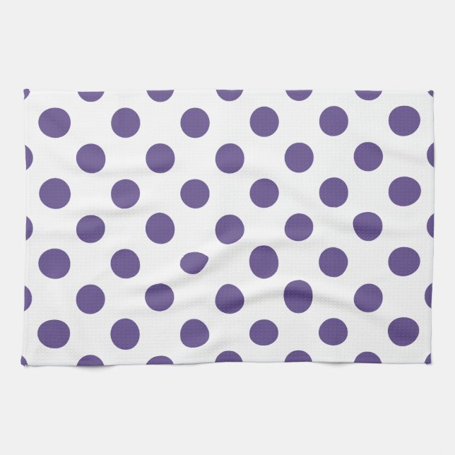 Ultraviolette Polka-Punkte auf weiß Küchentuch (Horizontal)