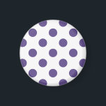 Ultraviolette Polka-Punkte auf weiß Magnet<br><div class="desc">Pantone's Farbe des Jahres für 2018 ist ultraviolett.</div>