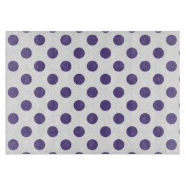 Ultraviolette Polka-Punkte auf weiß Schneidebrett