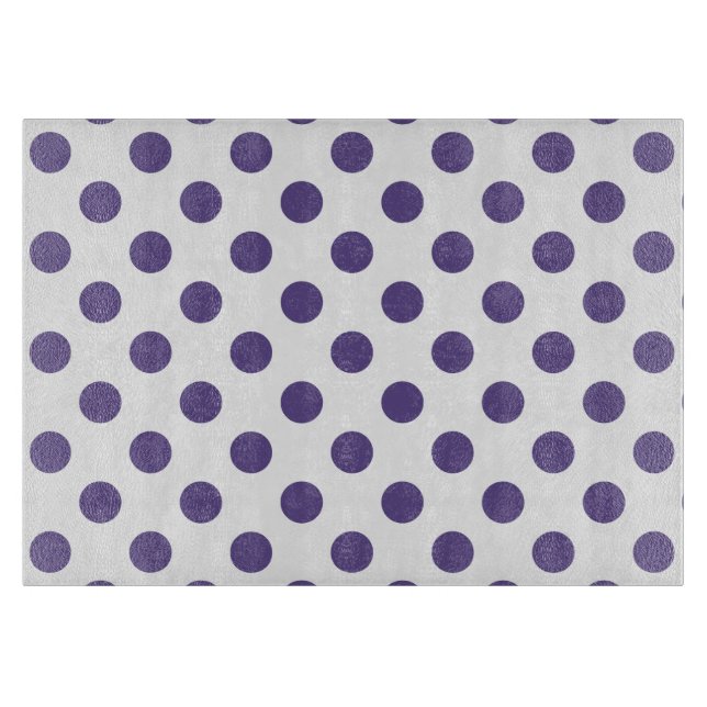 Ultraviolette Polka-Punkte auf weiß Schneidebrett (Vorderseite)