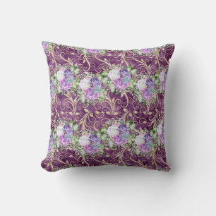 Ultraviolettes BlumenAquarell-Muster Kissen