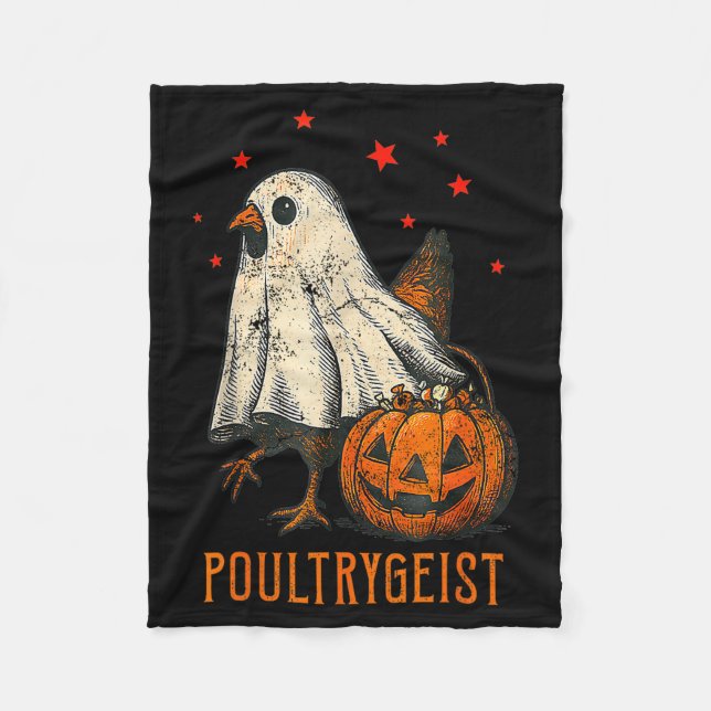 Ultrygeist Funny Halloween Chicken Ghost Costume P Fleecedecke (Vorderseite)