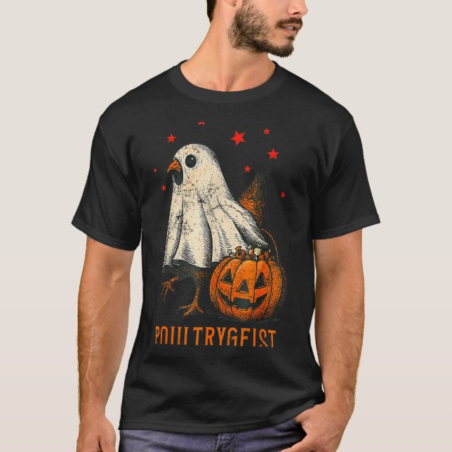 Ultrygeist Funny Halloween Chicken Ghost Costume P T-Shirt (Vorderseite)