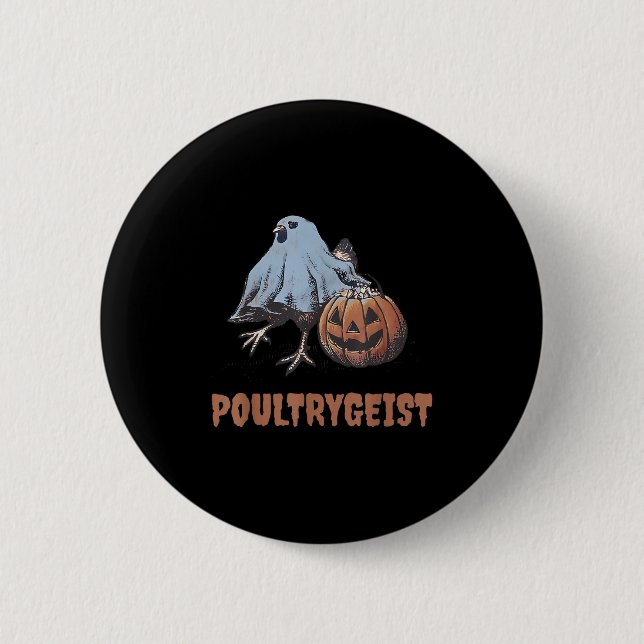 Ultrygeist Halloween Hühnenghost Button (Vorderseite)