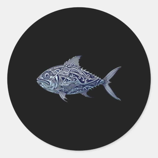 Ulua Fishing Native Hawaiian — Hawaiian Tribyl 1 Runder Aufkleber (Vorderseite)