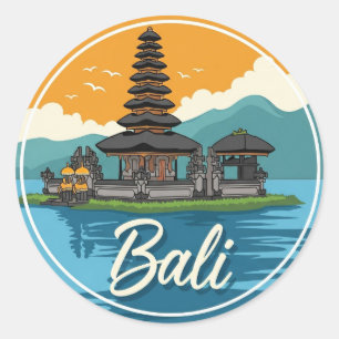 Ulun Danu Bali Indonesien Reise Abstract Runder Aufkleber