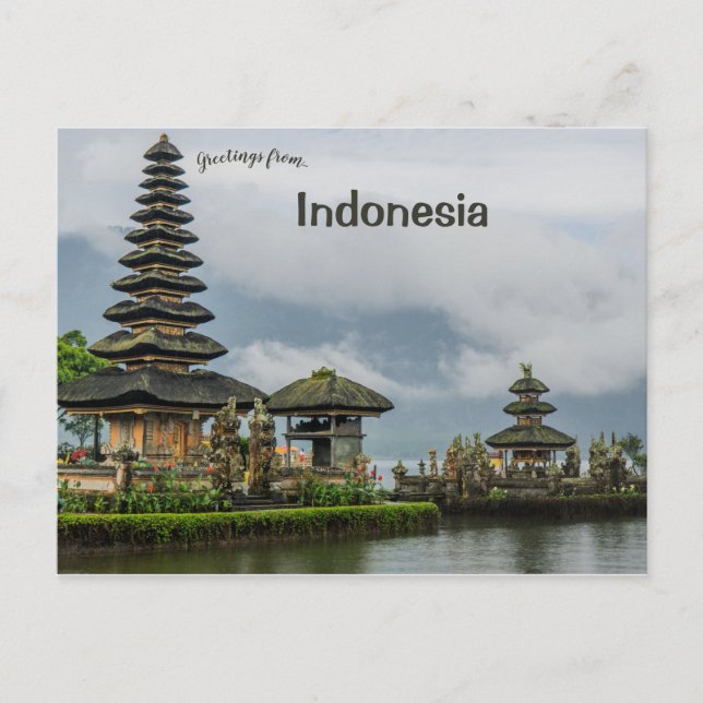 Ulun Danu Beratan Temple Bali Indonesia Postkarte (Vorderseite)