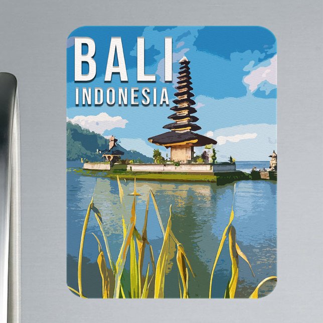 Ulun Danu Beratan Temple Indonesia Watercolor Magnet (Von Creator hochgeladen)